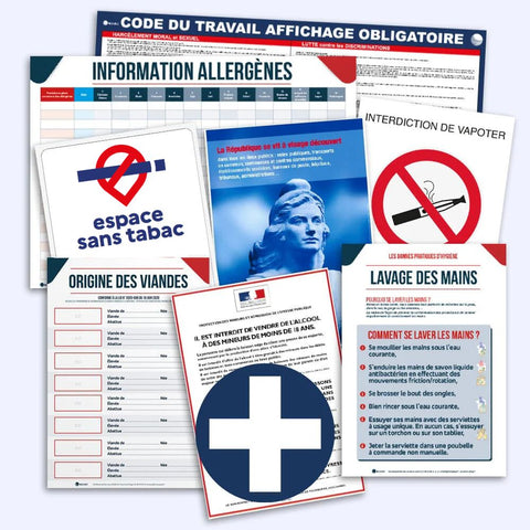 Pack Spécial Restaurant - (8 Affichages Obligatoires Spécial Restaurant <strong>Livraison Offerte</strong> (+ 1 stylo permanent & 1 stylo effaçable offerts) MCA Group