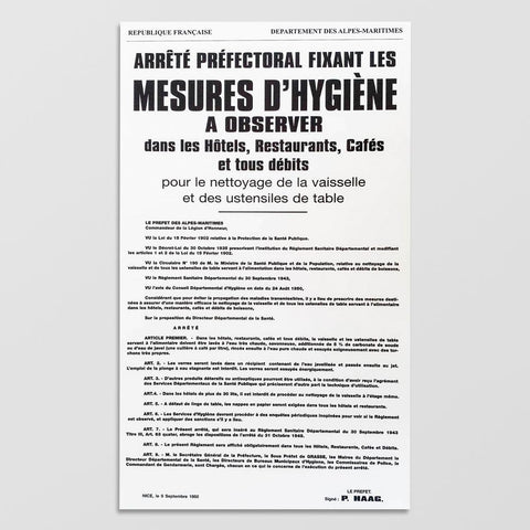 Affichage Mesures d'Hygiène Alpes-Maritimes (06) Hygiène (Alpes-Maritimes) MCA Group 