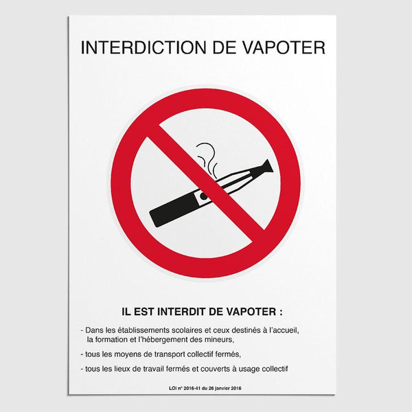 Affichage Interdiction de Vapoter Interdiction de Vapoter MCA Group
