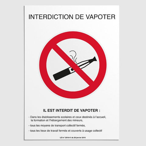 Affichage Interdiction de Vapoter Interdiction de Vapoter MCA Group 