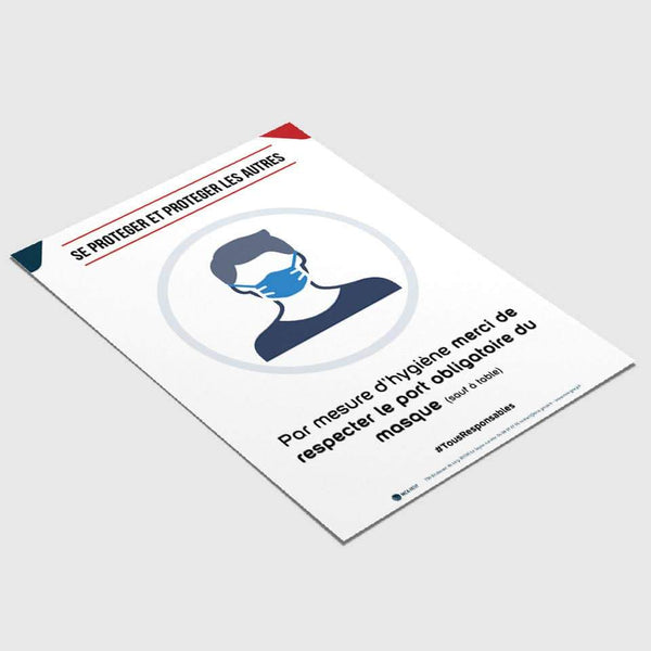 Affichage Covid-19 / Affiche Port du Masque Obligatoire Bar & Restaurant