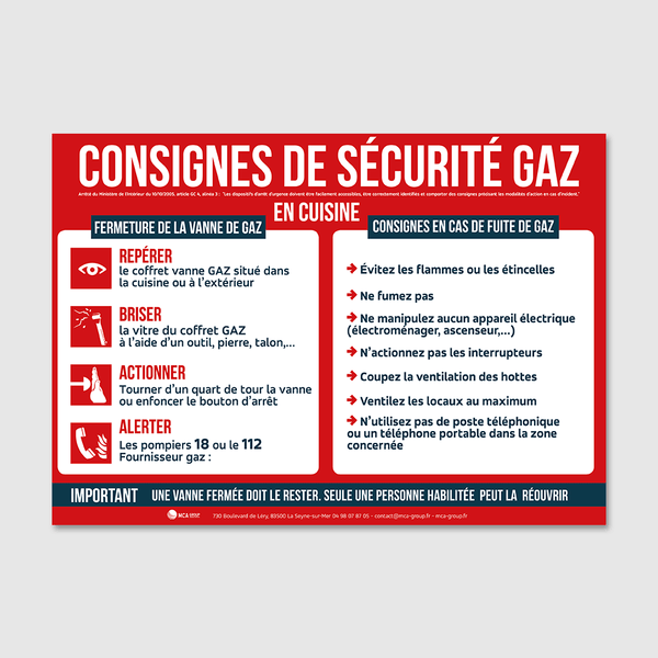 Gaz en Cuisine (2 Panneaux) Obligatoire si Cuisine au Gaz MCA Group