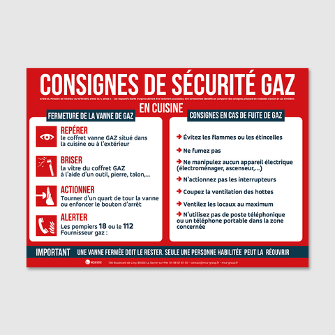 Gaz en Cuisine (2 Panneaux) Obligatoire si Cuisine au Gaz MCA Group