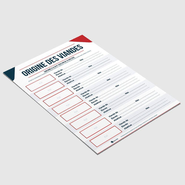 Nouvel Affichage Origine des Viandes bovines, porcines, ovines, caprines, ou volailles (Loi n° 2020-699 du 10 juin 2020 applicable au 1er mars 2022)