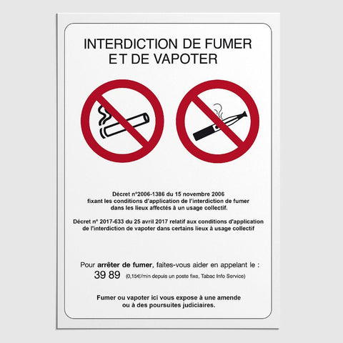 Affichage Interdiction de Fumer & Vapoter Interdiction de Fumer & Vapoter MCA Group