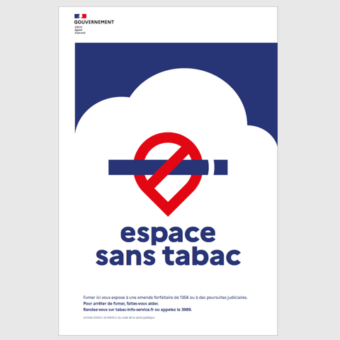 Affichage Espace sans Tabac en vigueur depuis le 22/01/2026 