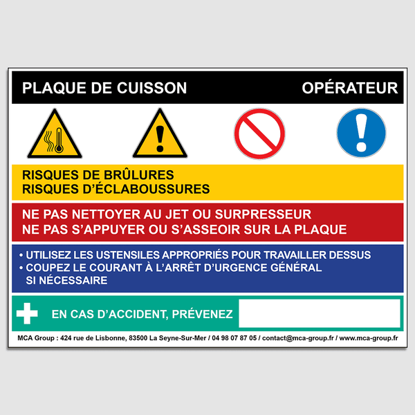Panneau de sécurité en PVC avec bande adhésives de fixation pour plaque de cuisson en cuisine
