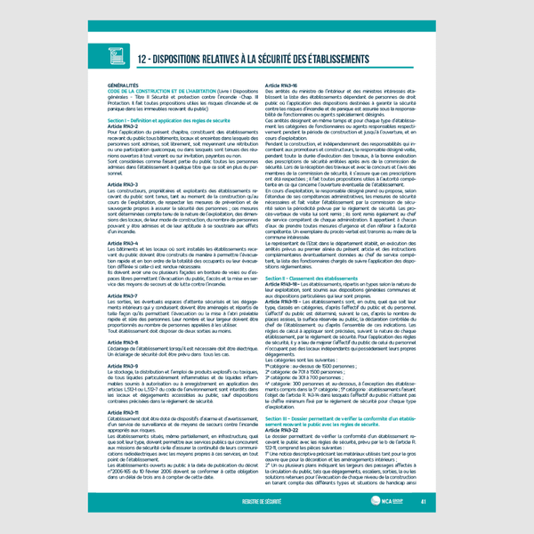 Registre de Sécurité Obligatoire / ERP (Etablissement Recevant du Public) MCA Group 