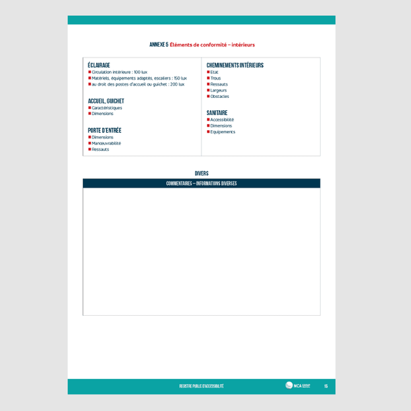 Registre Public d'Accessibilité Obligatoire / ERP (Etablissement Recevant du Public) MCA Group 