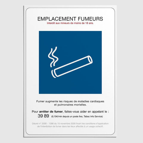 Affichage Emplacement Fumeur Emplacement Fumeur MCA Group 
